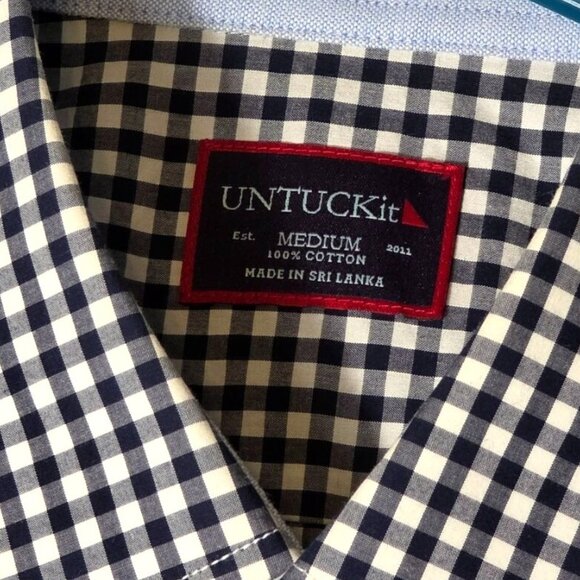 Untuckit Men's Medium Black & White Gingham Short Sleeve Shirt - Picture 3 of 3